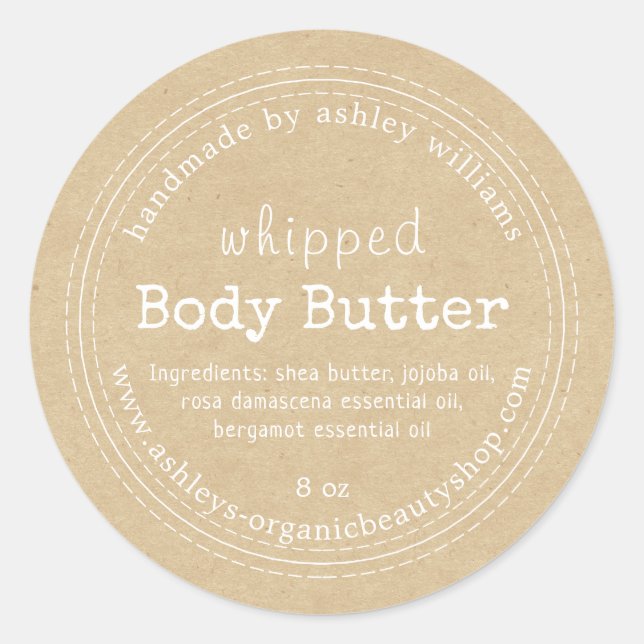 Handmade Body Butter Organic Business Kraft Label (Front)