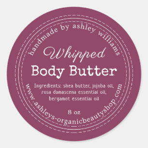 Handmade Body Butter Purple Organic Jar Label