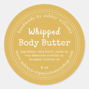Handmade Body Butter Yellow Organic Jar Label