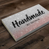 Handmade Bold Text Modern Rose Gold Silver Glitter