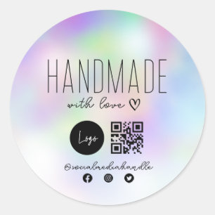handmade business QR code Classic Round Sticker