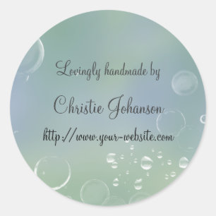 Handmade by - bubbles design classic round sticker
