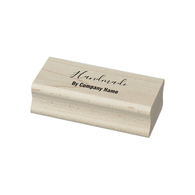 Handmade By Company Name Script Text Template Rubber Stamp (Stamp)