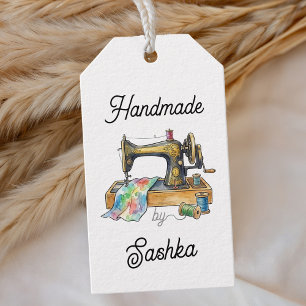 Handmade by Custom Name Sewing Machine Gift Tags