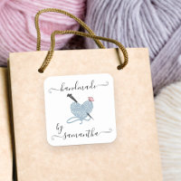 Handmade by Custom Name Yarn Heart and Butterfly