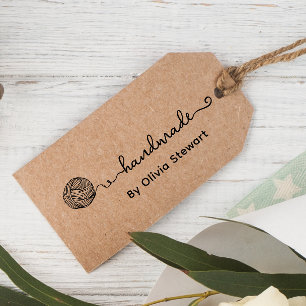 Handmade by Custom Name Yarn Kraft Gift Tags