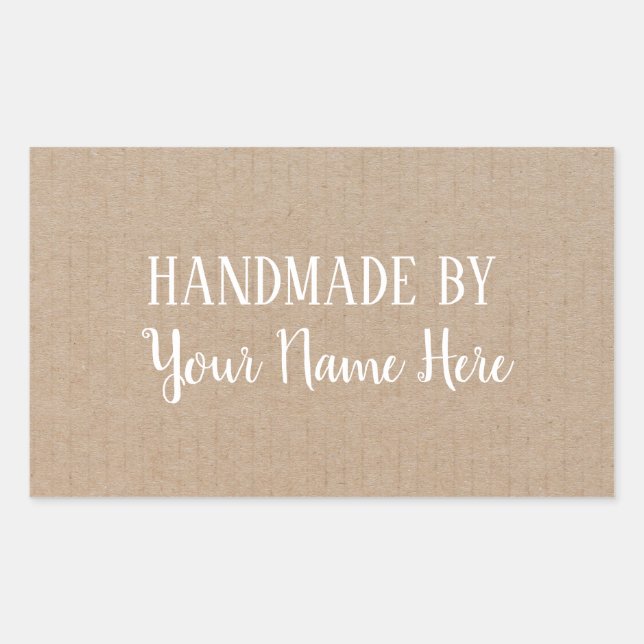 Handmade By Gift Rustic Vintage Craft Rectangular Sticker (Front)