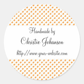 Handmade by - hearts design classic round sticker