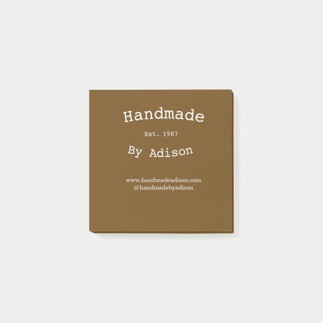 handmade by name social media website est. year si post-it notes (Front)