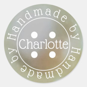 Handmade by sewing button sticker