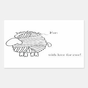 'Handmade By' Yarn Sheep Rectangular Sticker