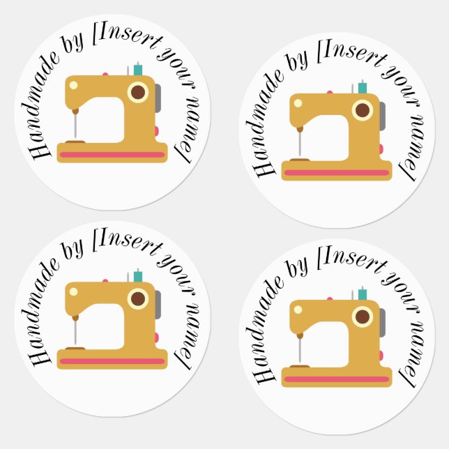 Handmade by Your Name Sewing Machine Iron-On (Group)