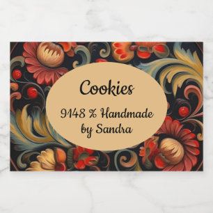 Handmade by yourname Rosepaint Rosemaling 6 of 6 Food Label