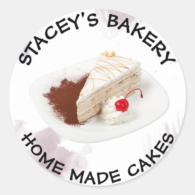 Handmade Cakes Label Bakery Sticker (Front)
