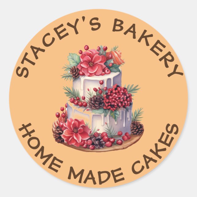 Handmade Cakes Label Bakery Sticker (Front)