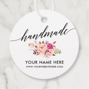 Handmade Calligraphy Watercolor Pink Floral R Favour Tags