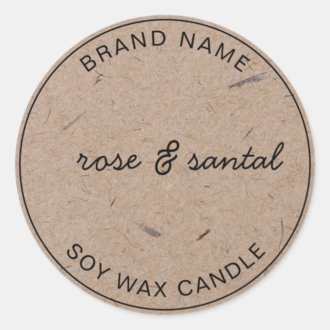 Handmade Candle Label Simple Modern Rustic Kraft (Front)