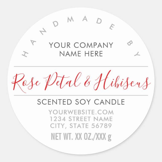 Handmade Candle or Soap Rose Red Product Label (Front)