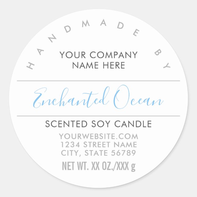 Handmade Candle or Soap Turquoise Product Label (Front)