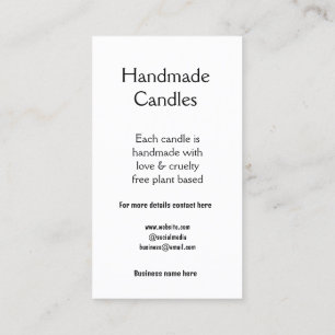 handmade candles add contact details business q r  card