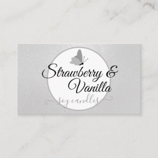 Handmade Candles Clean Silver Grey Cute Butterfly Business Card