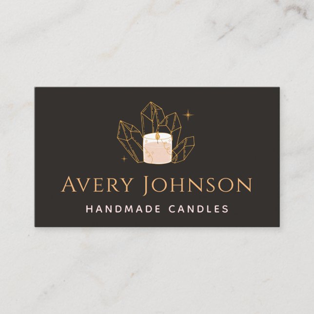 Handmade Candles Crystal Gemstone Social Media Business Card (Front)
