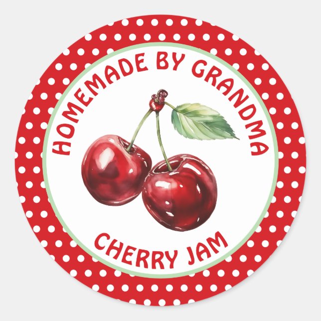 Handmade Cherry Preserves Personalised Classic Round Sticker (Front)