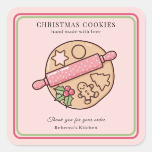 Handmade Christmas Cookies Small Business Custom  Square Sticker