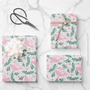 Handmade Christmas Dove of Peace Olive Branch Wrapping Paper Sheet