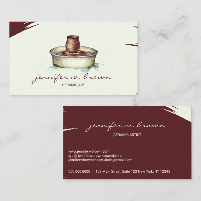 Handmade Clay Ceramic Art Tool sculpture Pottery Business Card (Front/Back)