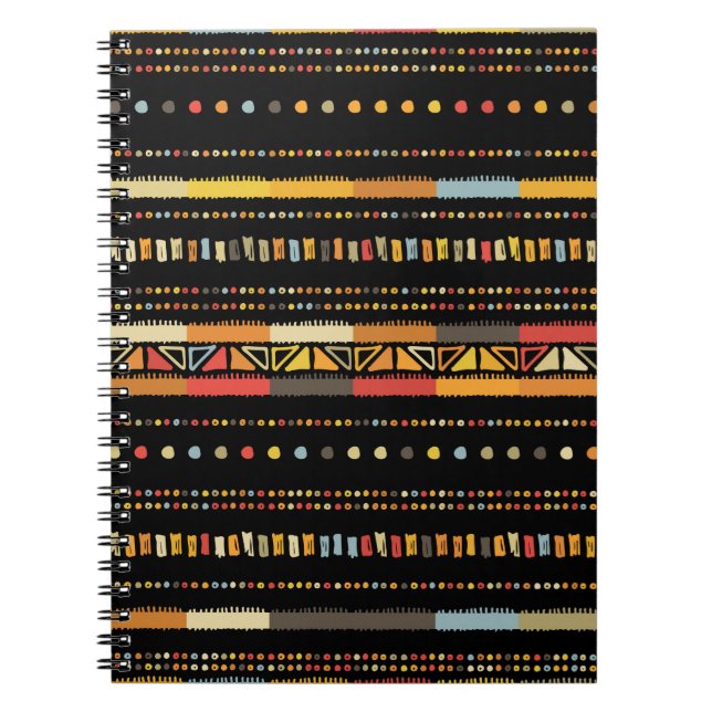 Handmade coloured stripes bright tribal seamless p notebook (Front)