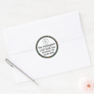 Handmade Colourful Christmas Floral Return Address Classic Round Sticker