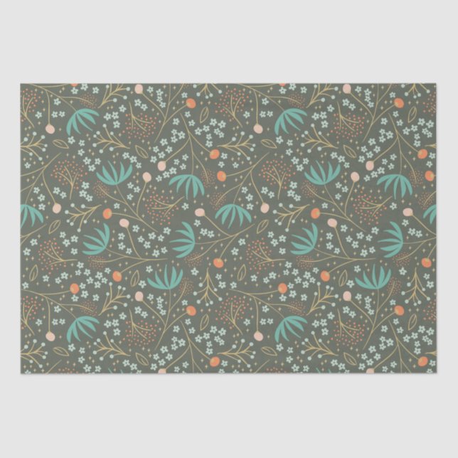 Handmade Colourful Christmas Floral Tissue Paper (Front)