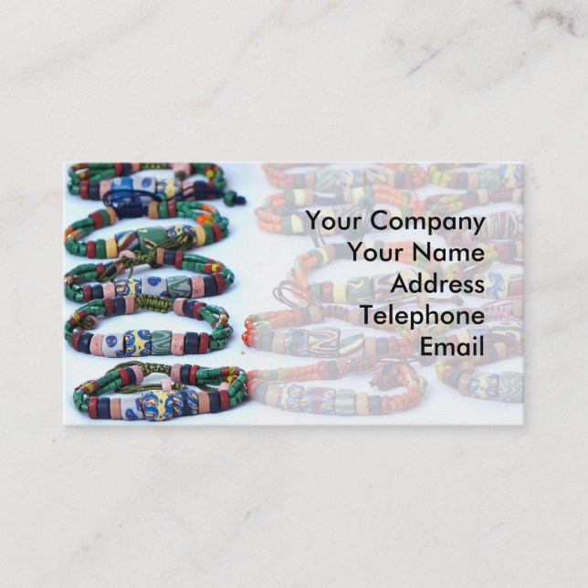 Handmade Colourful Glass Beads Bracelets Business Card (Front)