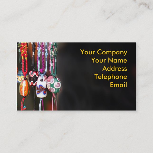Handmade Colourful Glass Beads Business Card (Front)