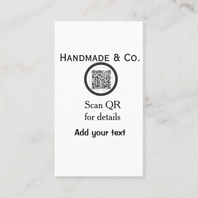 Handmade company business Scan QR details name dat Business Card (Front)