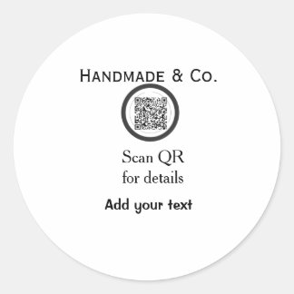 Handmade company business Scan QR details name dat Classic Round Sticker