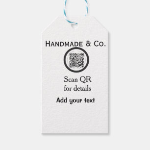 Handmade company business Scan QR details name dat Gift Tags