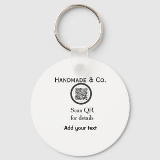 Handmade company business Scan QR details name dat Key Ring