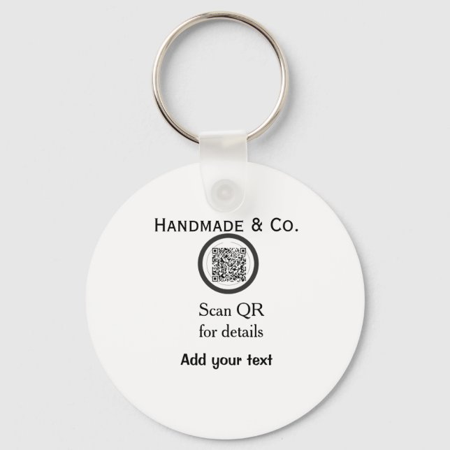 Handmade company business Scan QR details name dat Key Ring (Front)