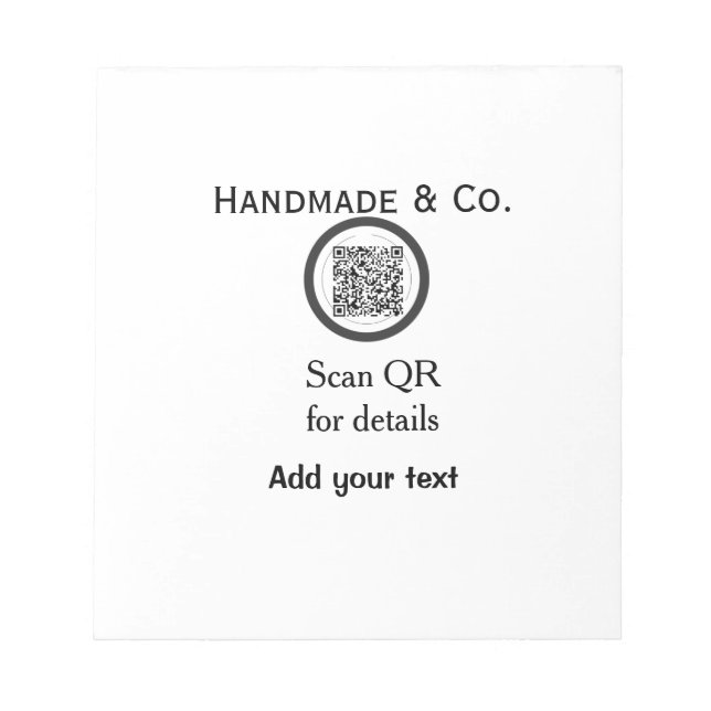 Handmade company business Scan QR details name dat Notepad (Front)
