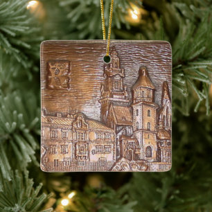 HANDMADE COPPER PLATE OF KRAKOW, POLAND CERAMIC ORNAMENT