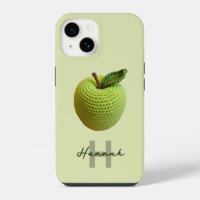 Handmade Craft Green Crochet Apple Monogram Name