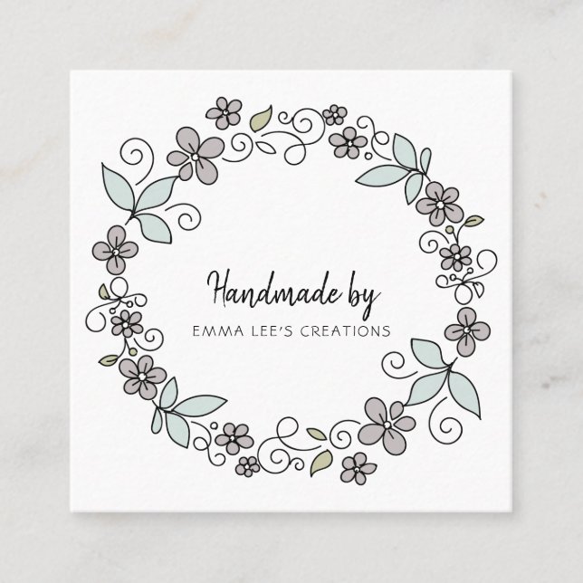 Handmade Crafter Etsy Artisan Rustic Modern Square Business Card (Front)