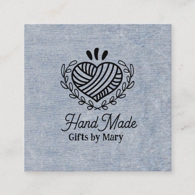 Handmade crafts Blue paper rustic calling card (Front)