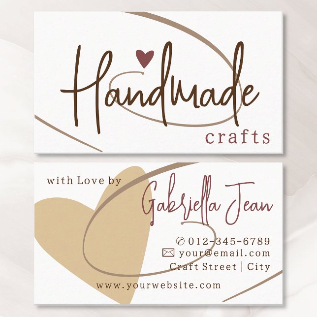 Handmade Crafts Calligraphy Signature Love Heart Business Card (Creator Uploaded)