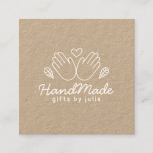 Handmade crafts modern brown kraft paper rustic calling card