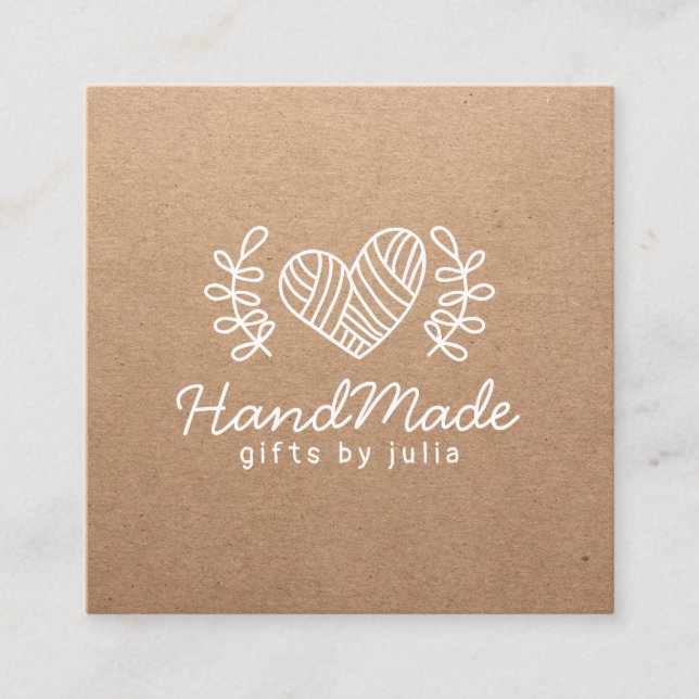 Handmade crafts modern brown kraft paper rustic calling card (Front)