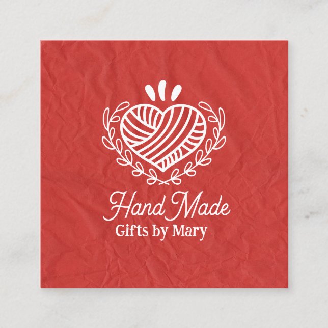 Handmade crafts Red paper rustic calling card (Front)