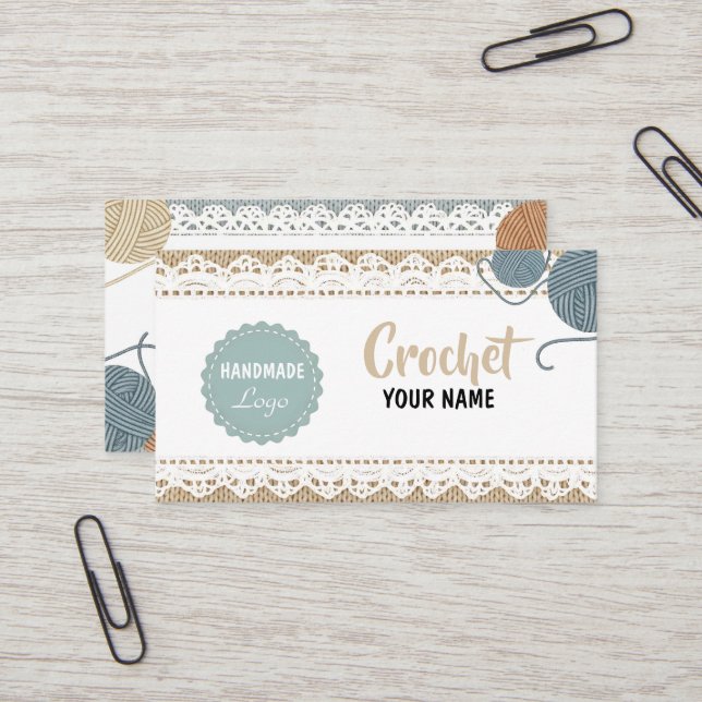  Handmade Crochet Business Card (Front/Back In Situ)